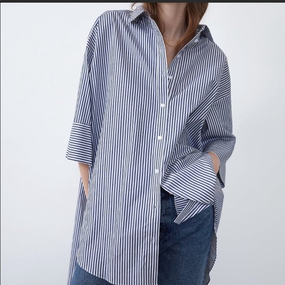Zara Tops - Zara cotton oversized poplin blouse